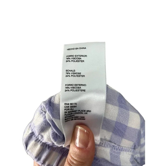 Urban Outfitters Gingham High Rise Pants Size Medium White & Purple Viscose Wm's - Picture 5 of 8